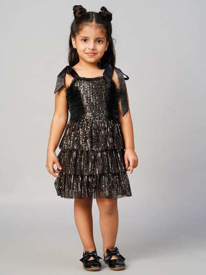 LIL DRAMA Girls
                      Sequined Embellished Fit and Flare Dress