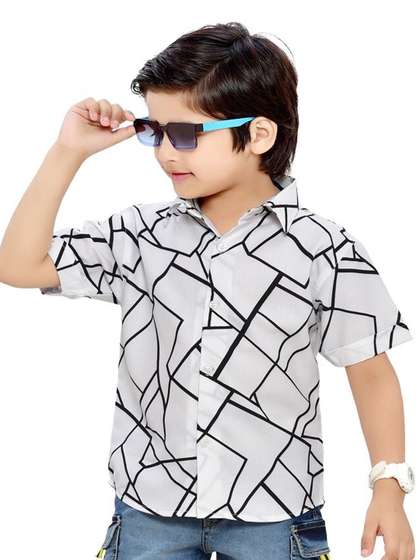 BAESD Boys Comfort
                    Cotton Opaque Abstract Printed Casual Shirt