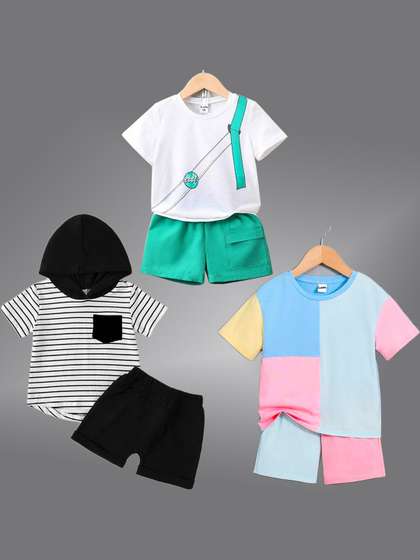 BAESD Kids Pack Of 3
                    Printed T-shirt with Shorts