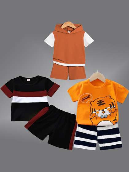 BAESD Kids Pack Of 3
                    Printed Pure Cotton T-shirt with Shorts