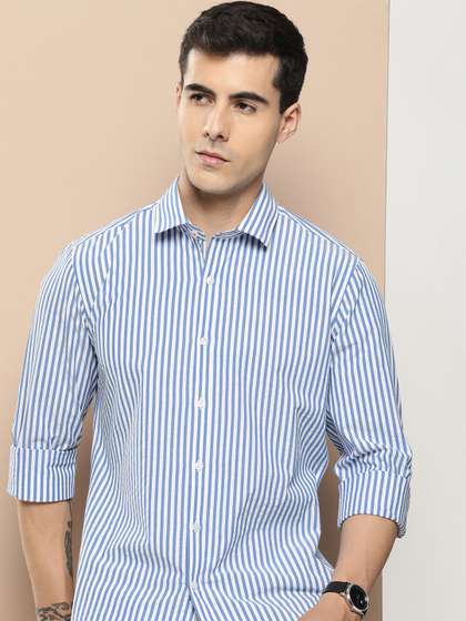 INVICTUS Cotton Slim
                        Fit Striped Casual Shirt