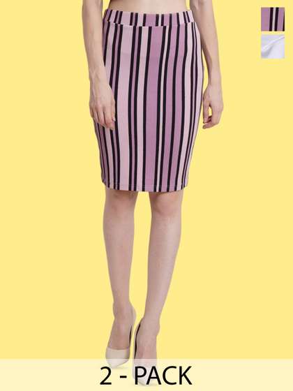 Popwings Pack Of 2 Striped Pencil Skirt