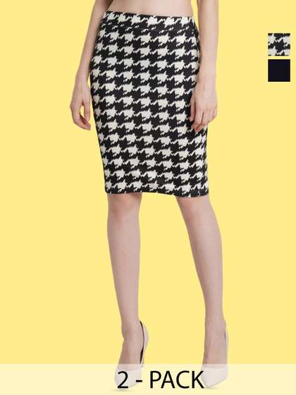 Popwings Pack Of 2 Checked Pencil Skirt