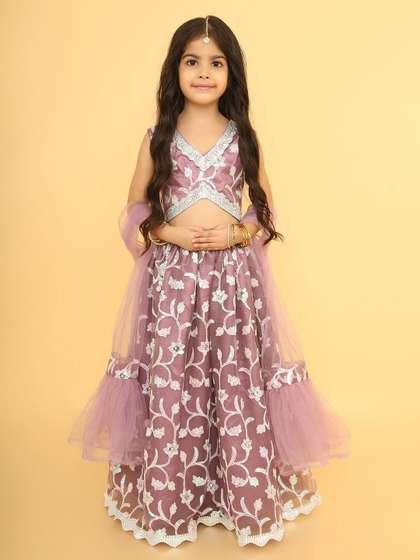 BAESD Girls
                        Embroidered Thread Work Ready to Wear Lehenga
                        & Blouse With Dupatta