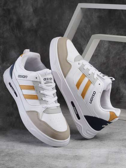 ASIAN Men White
                          Colourblocked Memory Foam Insole Sneakers