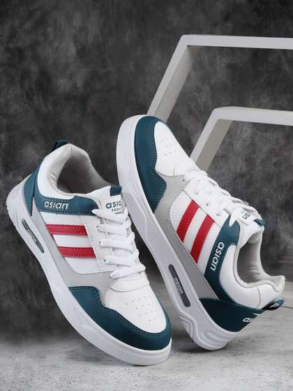 ASIAN Men White
                          Colourblocked Memory Foam Insole Sneakers