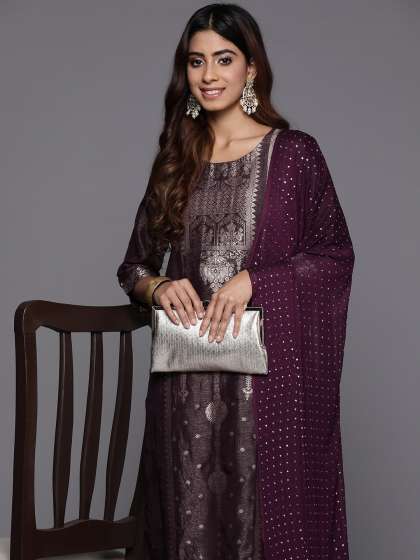 Varanga Women Woven Design Regular Kurta with Trousers & With Dupatta