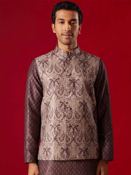 VASTRAMAY Printed Nehru Jacket