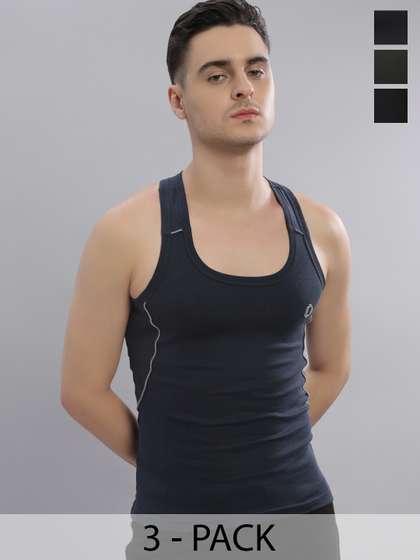 Dollar Bigboss Men
                        Solid Pack of 3 Cotton Racerback Styled Gym
                        Vest