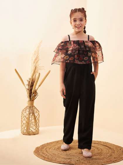 Cherry & Jerry Girls
                    Floral Printed Shoulder Straps Basic Jumpsuit