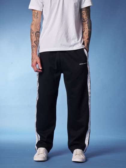 Bonkers Corner Men Black Straight Fit Mid-Rise Cotton Track Pant