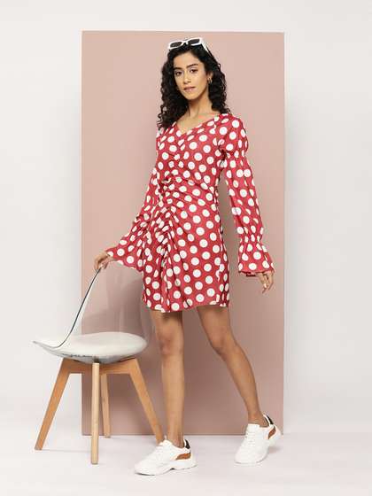 Price History of Harvard Polka Dot Print Fit Flare Bishop Sleeve