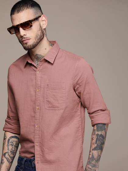 WROGN Solid Slim Fit
                      Cotton Casual Shirt