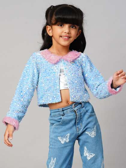 LIL DRAMA Girls
                    Sequinned Embellished Tailored Jacket