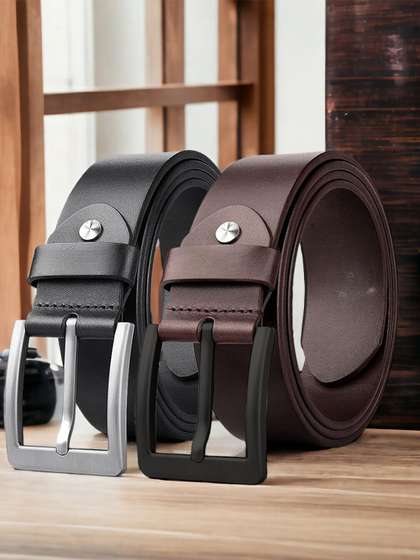 ONE8 Select By Virat Kohli Men's Premium Leather Belt - Casual & Semi-Formal, 1.5" Width, Sizes 30-44, Full Grain Leather With Travel Pouch
