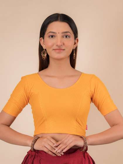 Bindigasm's Advi Self-Design Cotton Stretchable Saree Blouse