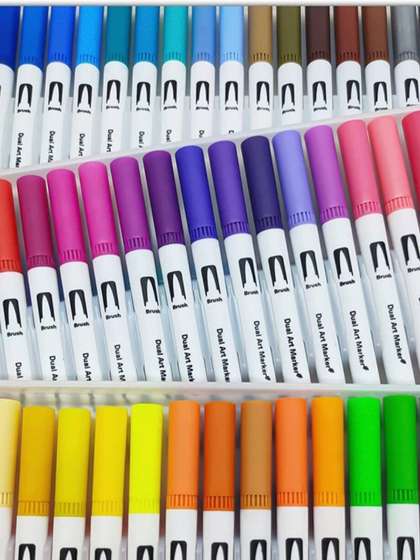 FEELHIGH 60-Pieces
                      Dual Tip Brush Marker Color Pens