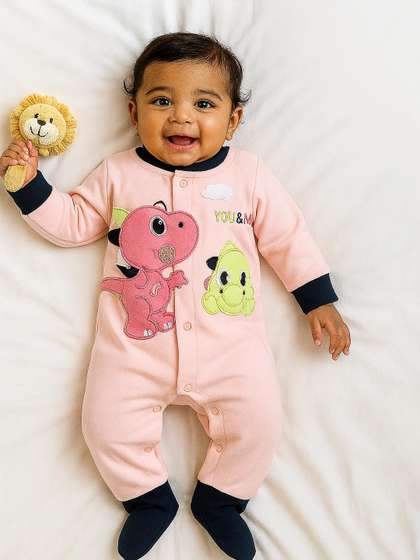 MeeMee Kids Unisex
                    Printed Cotton Fleece Romper