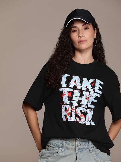 The Roadster Life
                        Co. Typography Printed Drop-Shoulder Sleeves
                        Oversized T-shirt