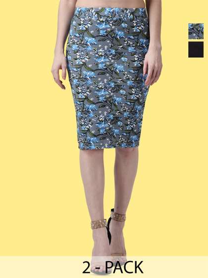 Popwings Pack of 2 Printed Pencil Skirt