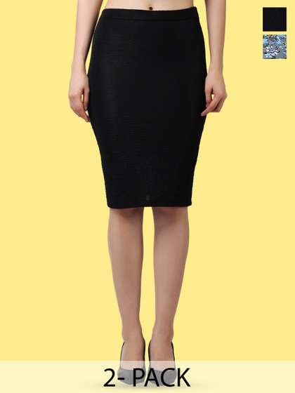 Popwings Pack of 2 Printed Pencil Skirt