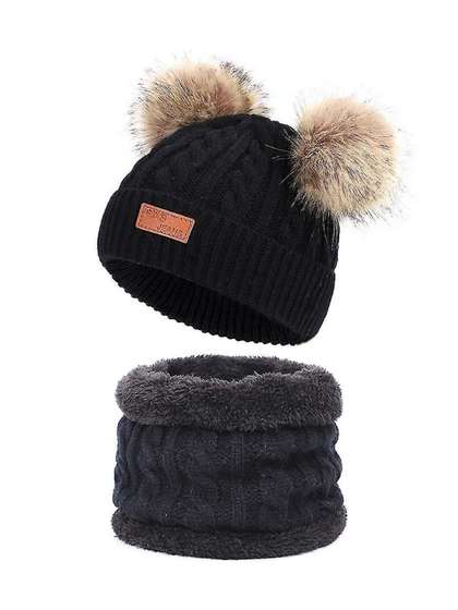 EL REGALO Kids Self
                    Design Woollen Beanie With Neck Warmer