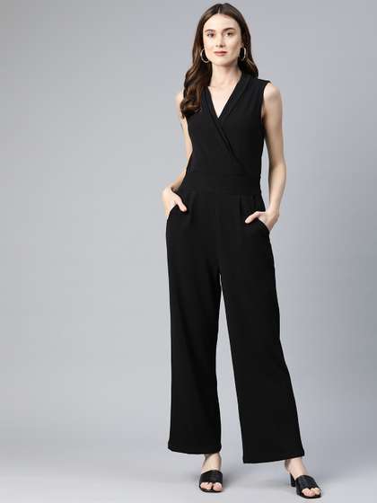 Cottinfab Solid
                        Shawl Neck Basic Jumpsuit