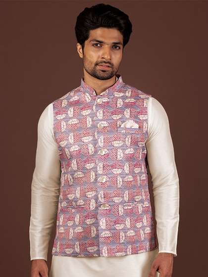 KISAH Printed Nehru Jacket