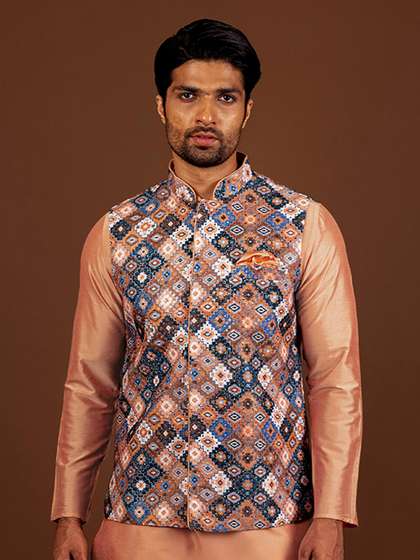 KISAH Printed Nehru Jacket