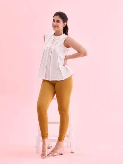 Go Colors Women
                          Mustard Yellow Solid Ankle-Length Leggings