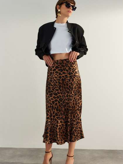 Trendyol Printed Straight Midi Skirts