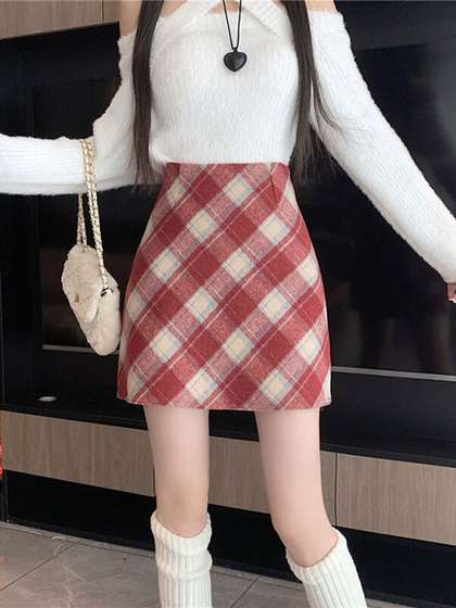 StyleCast Checked Pencil Skirt