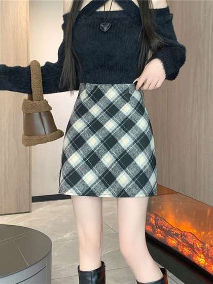 StyleCast Checked Pencil Mini Skirt