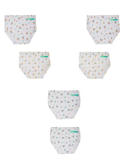 YELLOWDELIGHT Girls Pack
                    Of 6 Floral Printed Cotton Hipster Briefs