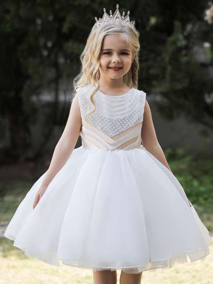 StyleCast Girls White
                      Embellished Balloon Party Dress