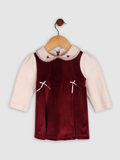 BAESD Girls Embroidered
                    Peter Pan Collar Velvet A-Line Dress