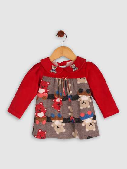 BAESD Girls Cartoon
                    Characters Print Peter Pan Collar A-Line Dress