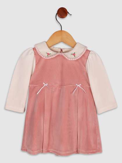 BAESD Girls Striped
                    Peter Pan Collar Embroidered A-Line Dress