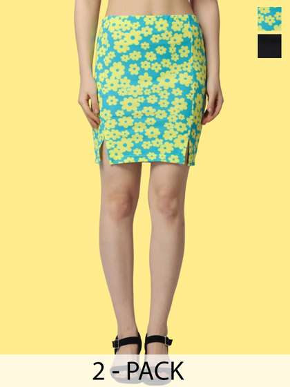 Popwings 2Pc Printed Knee Length Skirts