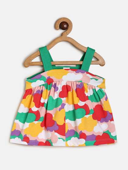 MINI KLUB Girls Graphic
                    Printed Shoulder Straps Pure Cotton Top