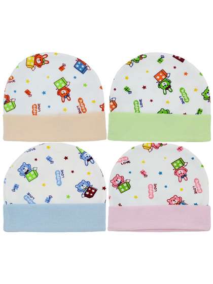BAESD Infants Set of 4
                      Printed Cotton Beanie Caps