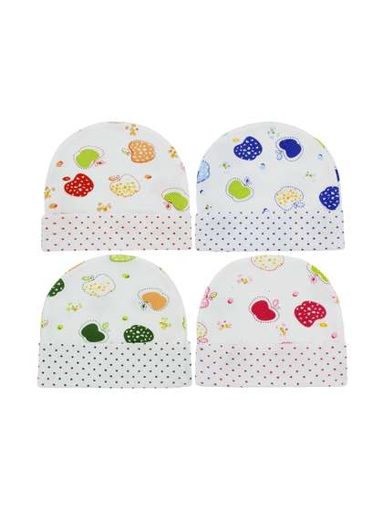 BAESD Kids Set of 4 Self
                    Design Cotton Beanie Caps