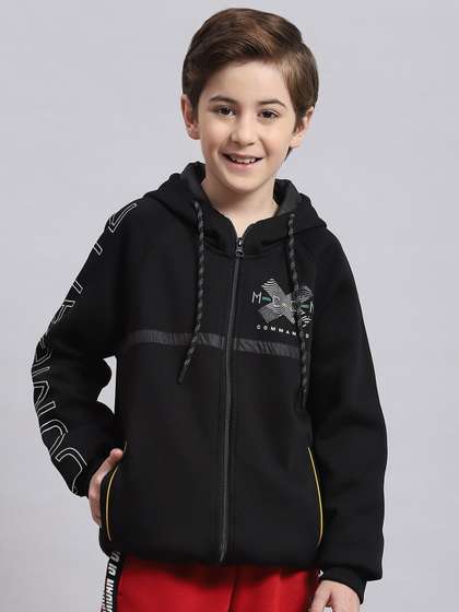 Monte Carlo Boys
                    Typography Printed Hooded Front-Open Sweatshirt