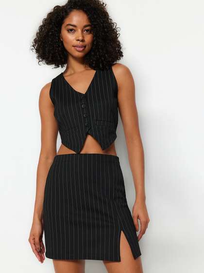 Trendyol Striped
                        V-Neck Waistcoat