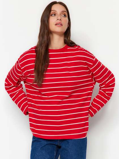 Trendyol Striped
                        Round Neck Pullover Sweatshirt