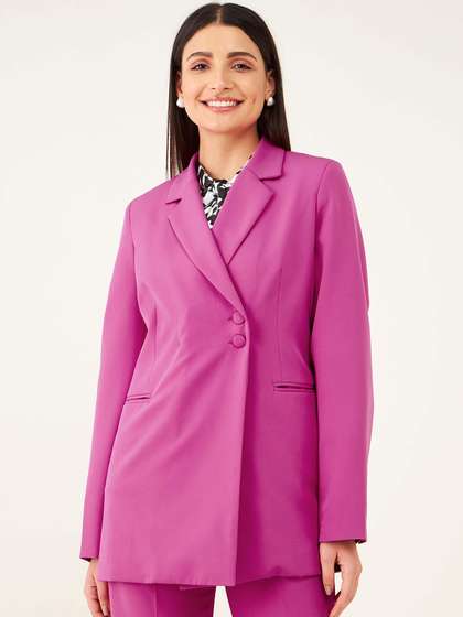 SALT ATTIRE Notched
                        Lapel Double Breasted Blazer