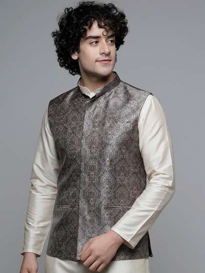MAAHI FABS Men Printed Woven Nehru Jacket