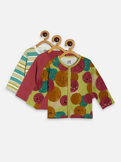 MINI KLUB Boys Pack Of 3 Printed Round Neck Long Sleeves Cotton T-shirt