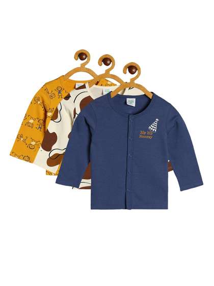 MINI KLUB Boys Pack Of 3 Printed Henley Long Sleeves Cotton T-shirt