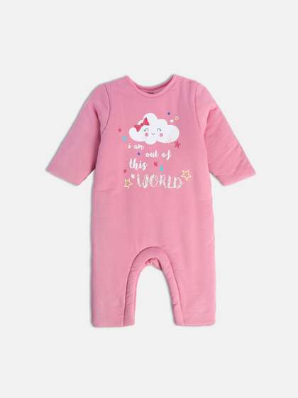 MINI KLUB Infants
                      Girls Conversational Printed Pure Cotton Romper